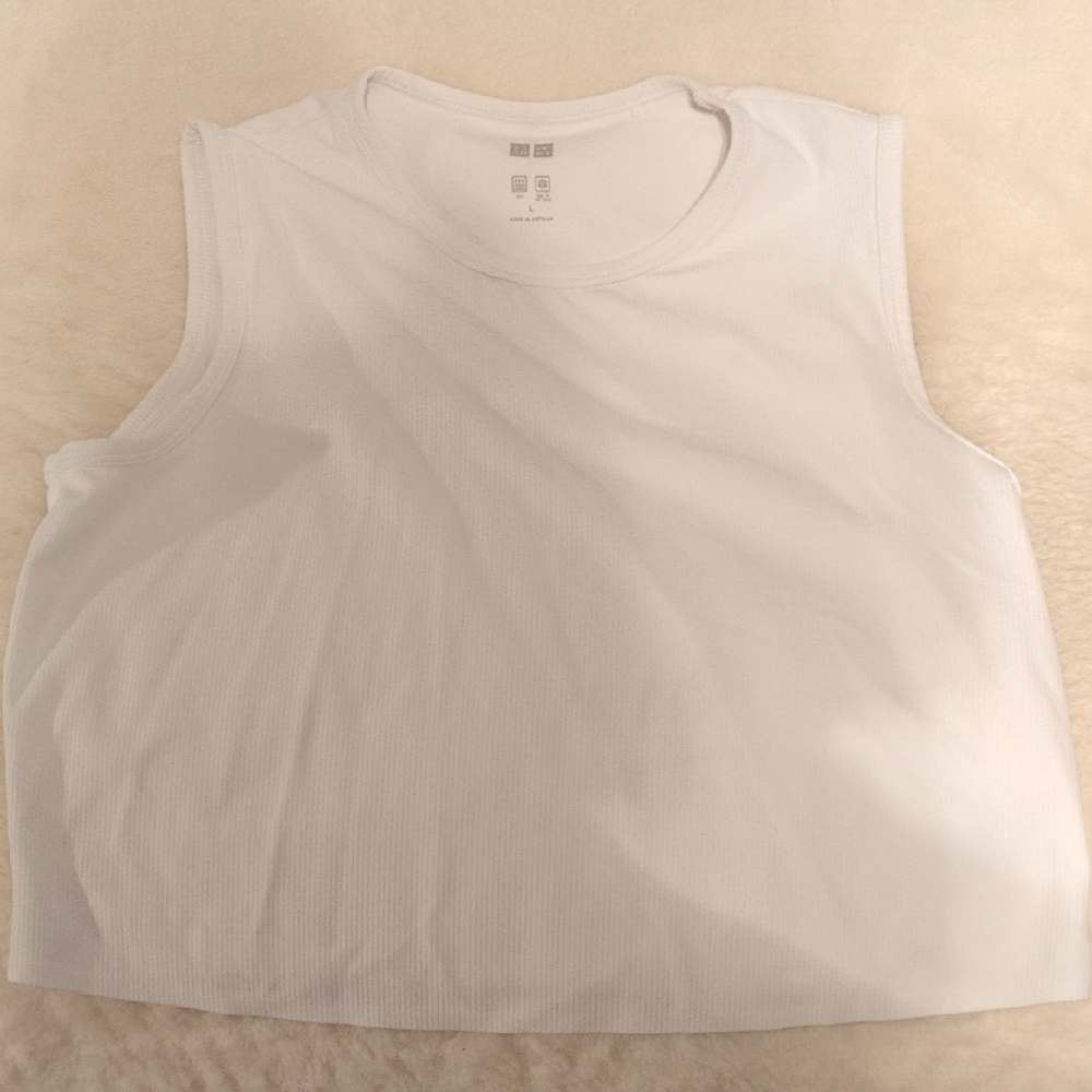 Uniqlo White Ribbed Tank Top